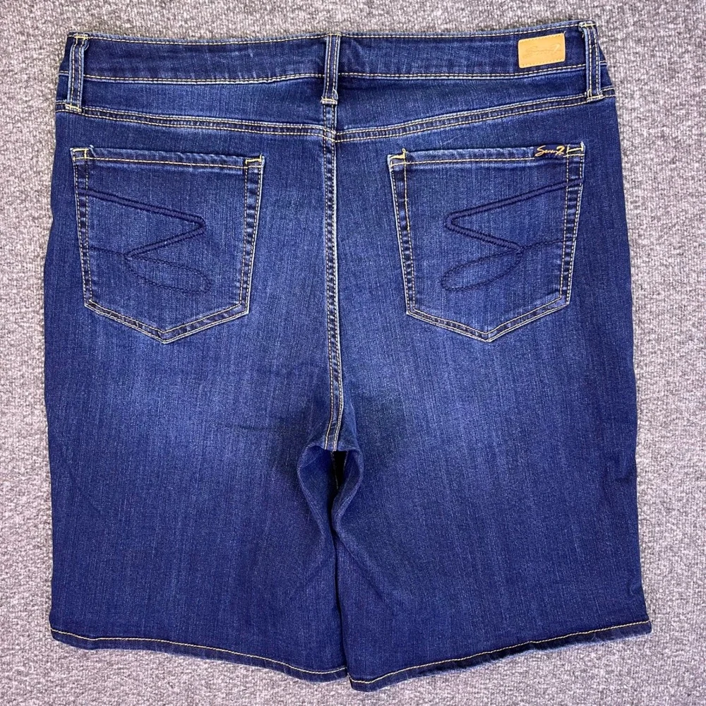 Seven7 Shorts Womens 16 Dark Blue Sunset Bermuda Casual Stretch Denim Fits36x10